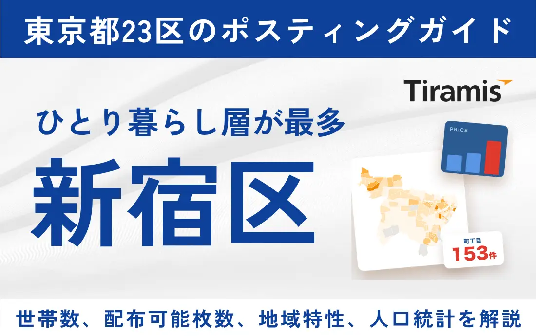 新宿区ポスティングの配布可能枚数と費用｜153町丁目の単価