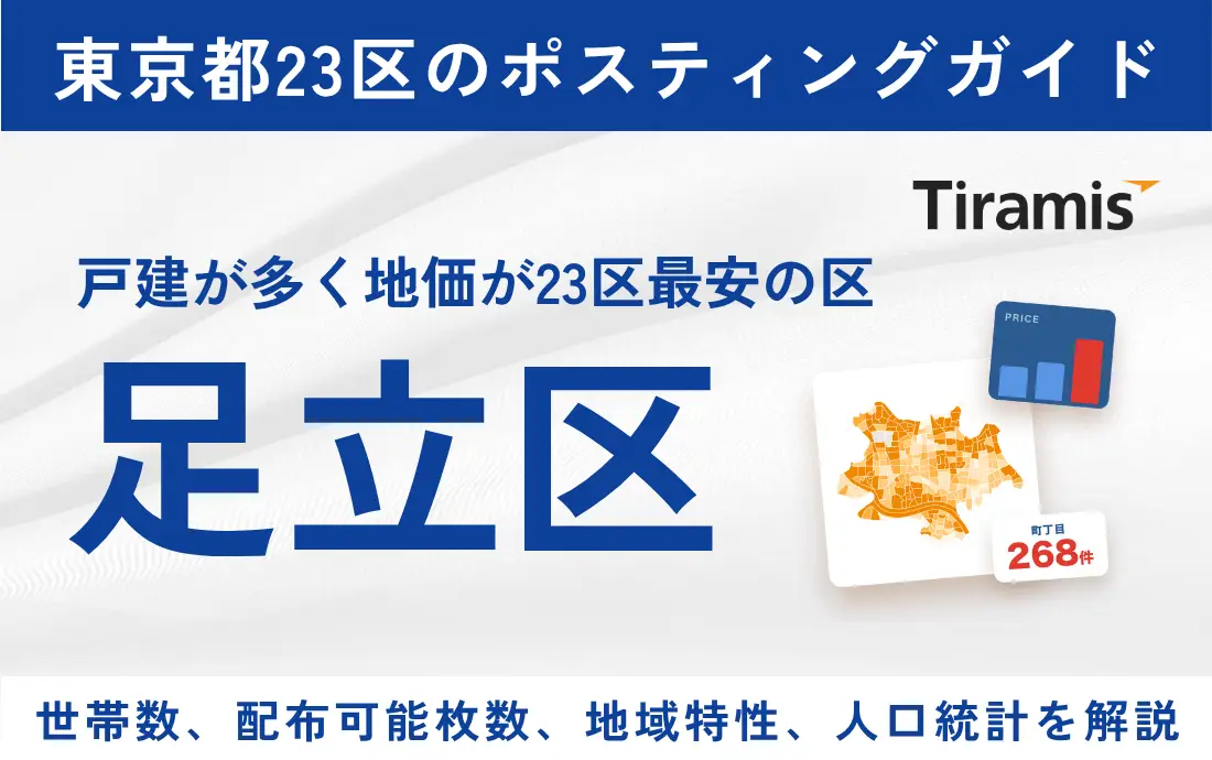 足立区ポスティングの費用と配布可能枚数｜全268町丁目別